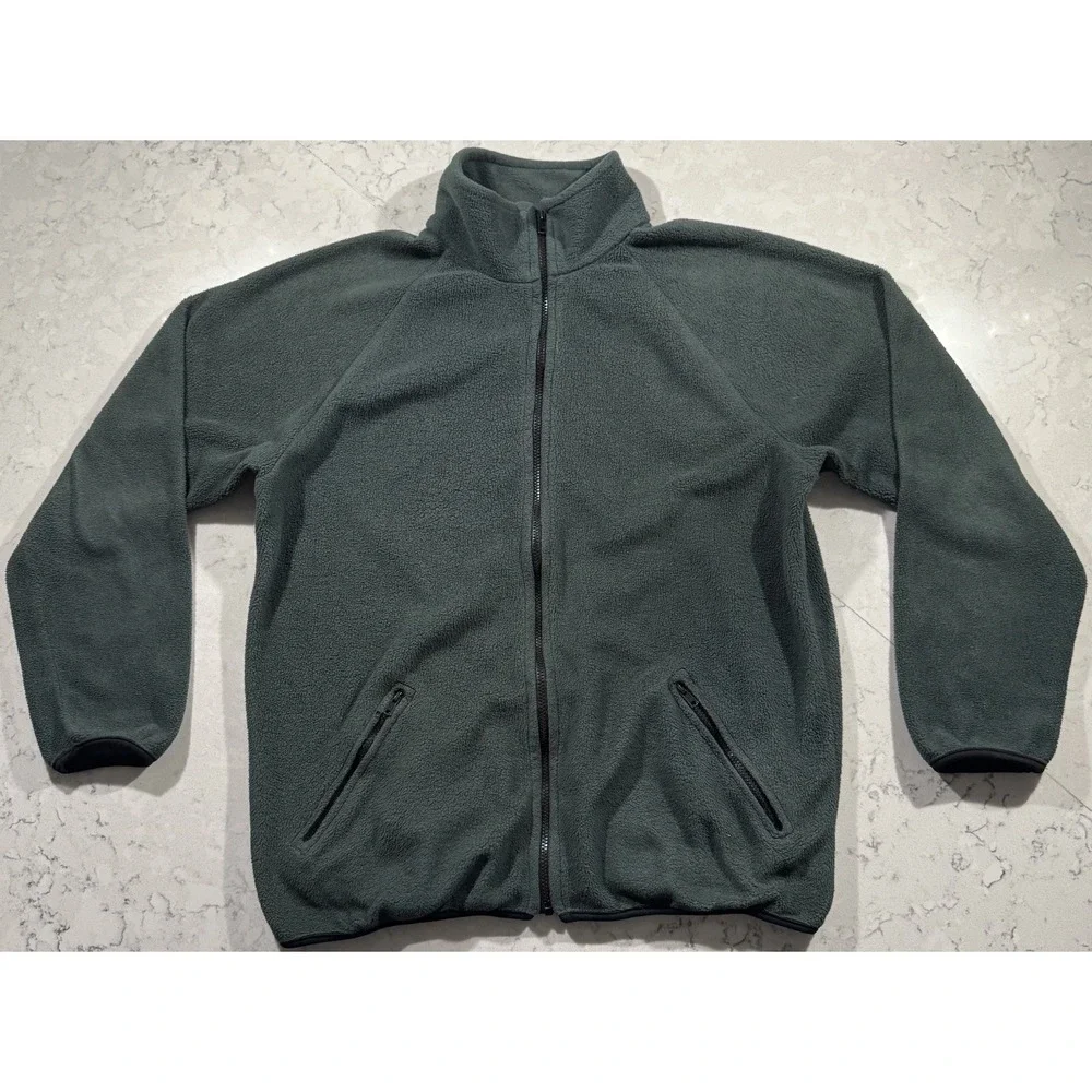 VTG 90s World Famous Sports Jacket Mens Large Tall Green Fleece Zip Made in USA